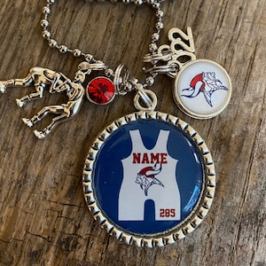 Wrestling Singlet Custom Personalized ANY Player Name and/or ANY Number ANY Colors Graduation Senior Night Pendant Charm Necklace Keychain