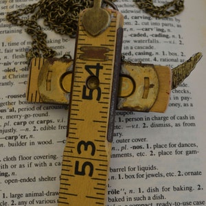 Religious Jesus Vintage Carpenter's Cross Upcycled Folding Ruler with Jeweled Crown with Angel Wings on Chain image 6