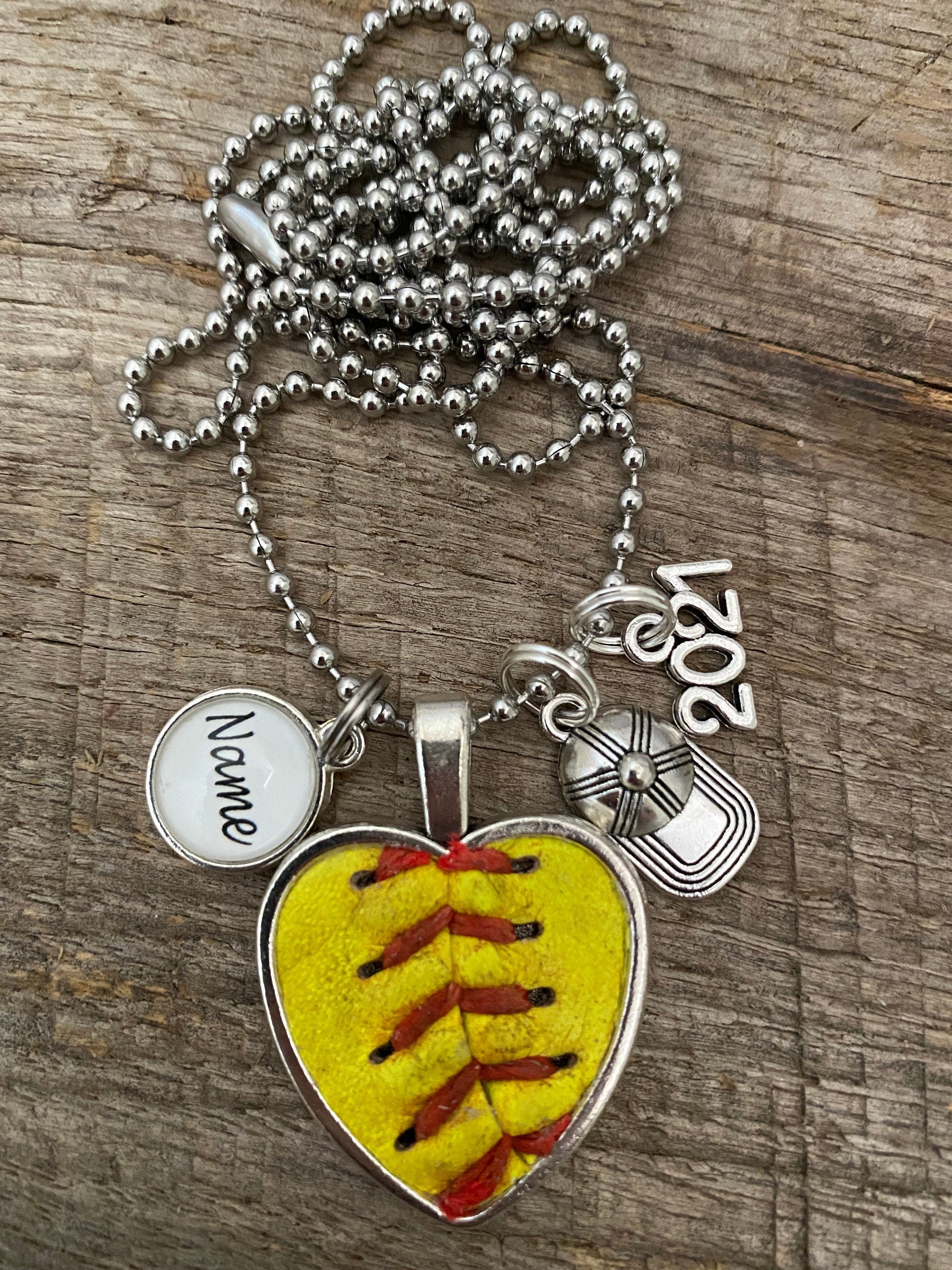 Real Genuine Leather Heart Softball Custom Personalized Etsy