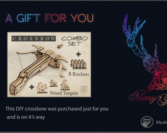 Gift Card- Last Minute Gift! Gift For Husband, Gift For Boyfriend, DIY Crossbow, Do It Yourself Gift, Gift For Kids, Wooden Toy For Men