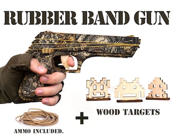 Gift For Man, Dragon Rubber Bands Gun With Space Invaders Targets. Husband Gift, Rubber Band Gun. Men's Gift, Boyfriend Gift, Boy's Gift