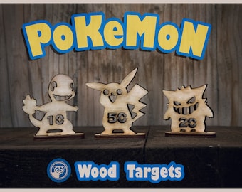 Pokemons Shooting Targets. Wooden DIY Targets. Perfect For Rubberband Guns Or Wooden Crossbow. The Perfect Gift For Geeks Pokemon Catching