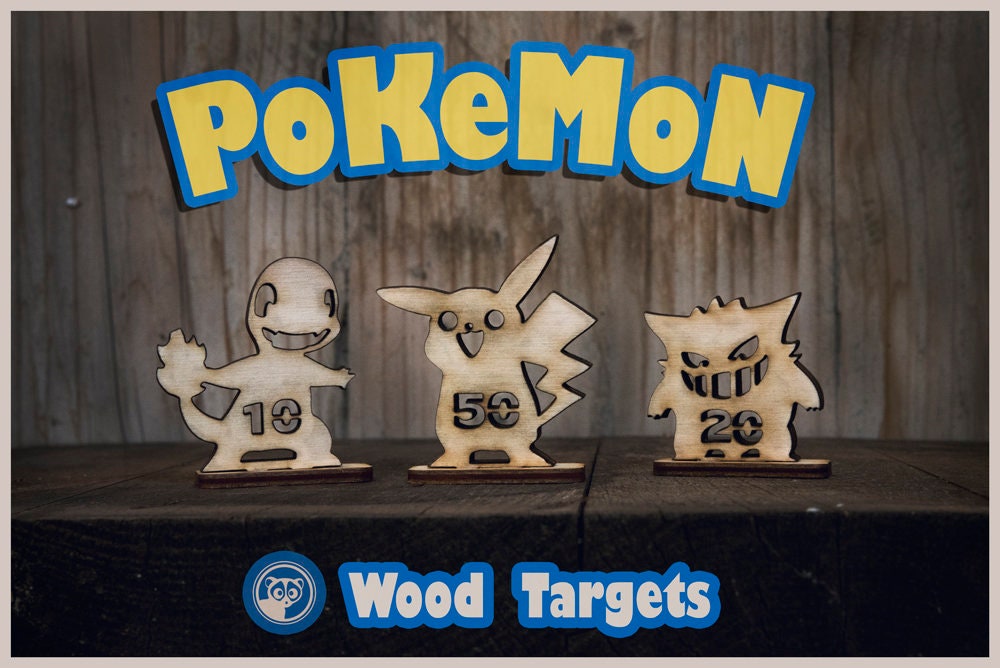 Pokemons Shooting Targets. Wooden DIY Targets. Perfect For Rubberband Guns Or Wooden Crossbow. The Perfect Gift For Geeks Pokemon Catching