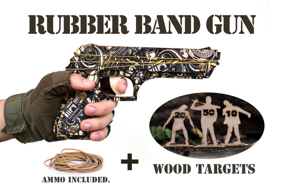 Husband Gift Mechanic Rubber Bands Gun With Zombies Targets. Etsy