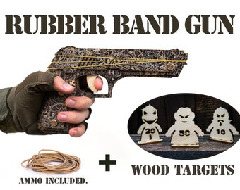 Steampunk Rubber Bands Gun With Targets. Gift For Man, Husband Gift, Rubber Band Gun, Men's Gift, Boyfriend Gift, Boy's Gift