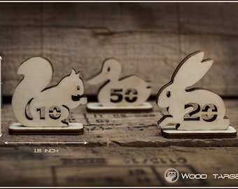 Dianas de tiro de madera DIY: Suqirrel, conejo y pato. Perfectas para pistolas de gomas elásticas o ballestas de madera. El regalo perfecto para padre e hijo.