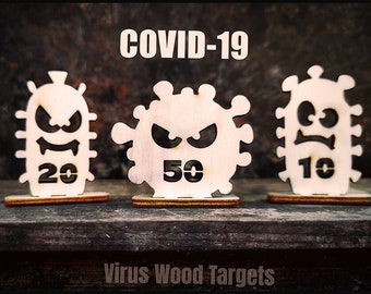 Covid- 19 Wooden Shooting Targets. Perfect For Rubber bands Guns Or Crossbow
