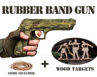 Christmas Gift For Teenager, Rubber Band Gun Army Style With Zombies Targets. Gift For Boy, Husband Gift, Gift for him, Rubber Band Gun
