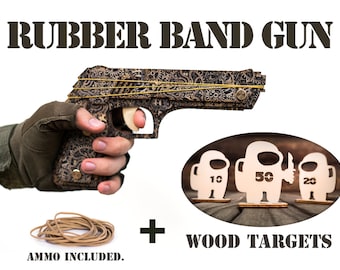 Christmas Gift, Wooden Rubber Band Gun, Steampunk Gun, Among Us Targets. Gift For Boy, Husband Gift, Christmas Gift For Him, Rubber Band Gun