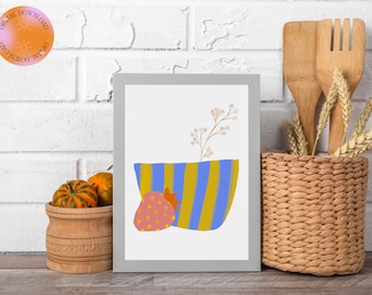 Minimalist Botanical Line Art Print: Neutral Wildflower Decor (Digital Download)