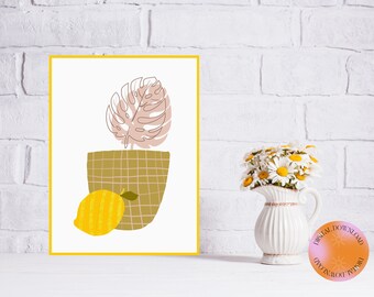 Minimalist Botanical Line Art Print: Neutral Wildflower Decor (Digital Download)