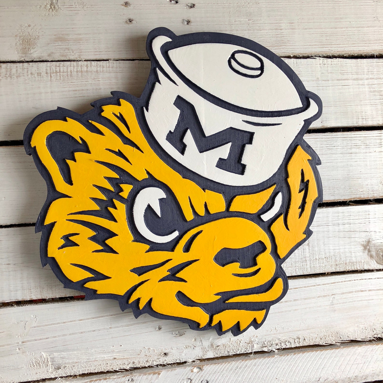 Vintage Michigan Wolverines Logo Sign | Etsy