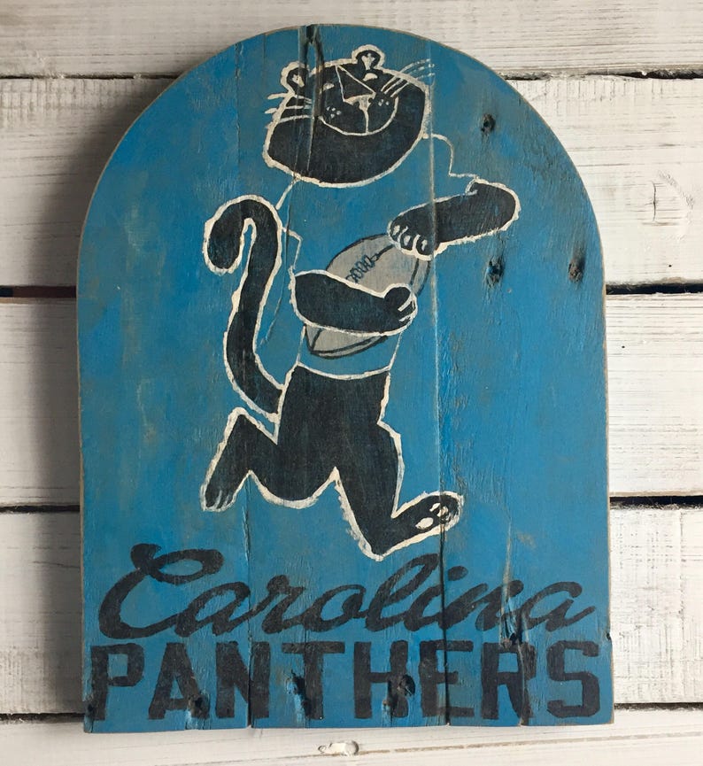 Hand Painted Vintage Carolina Panthers Plaque / | Etsy