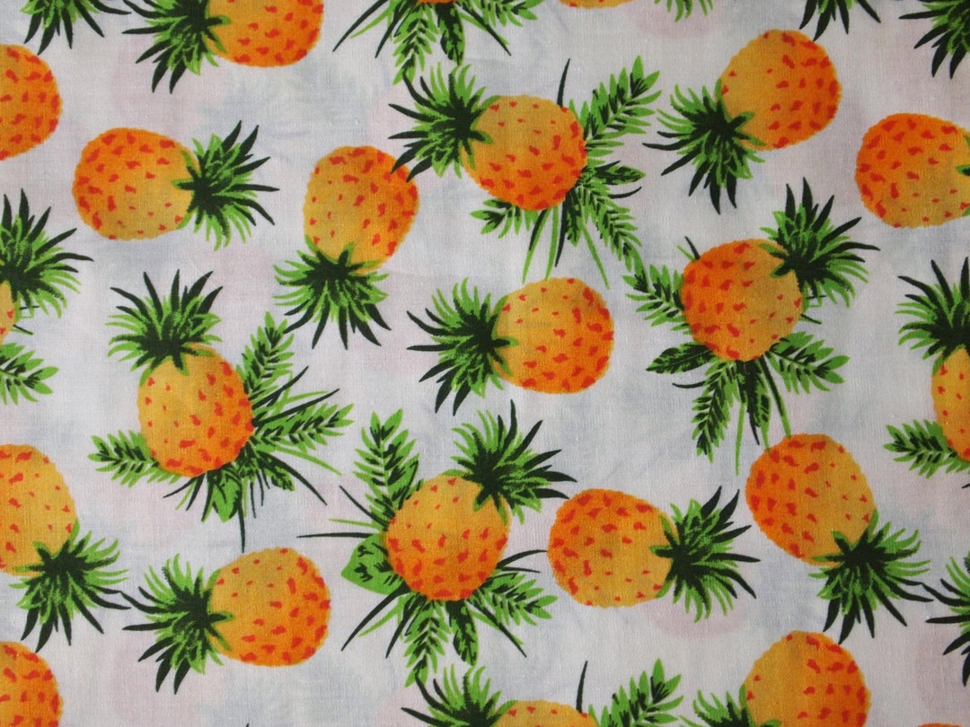 Pineapple Print Fabric 100 Cotton Sold by the Metre. UK Etsy