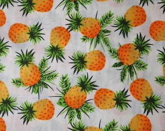 Pineapple Print Fabric, 100% Cotton Sold by the Metre. UK Seller. 145cm (57'') wide.