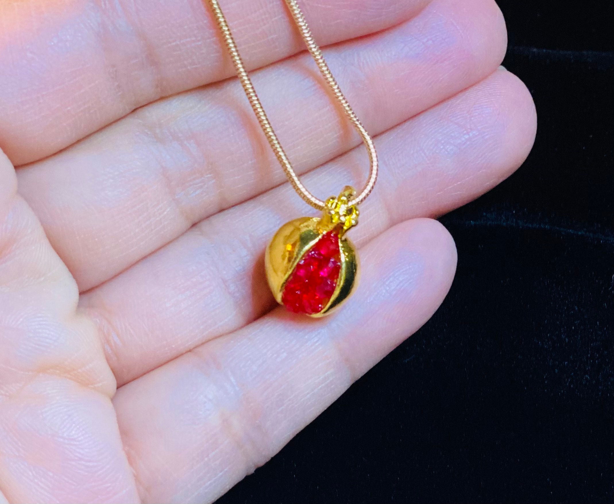 Pomegranate Necklace with Red Crystal Beads. Symbol of Open | Etsy