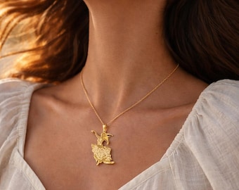 18k Gold Plated Dancer Necklace: Freedom Dance Pendant