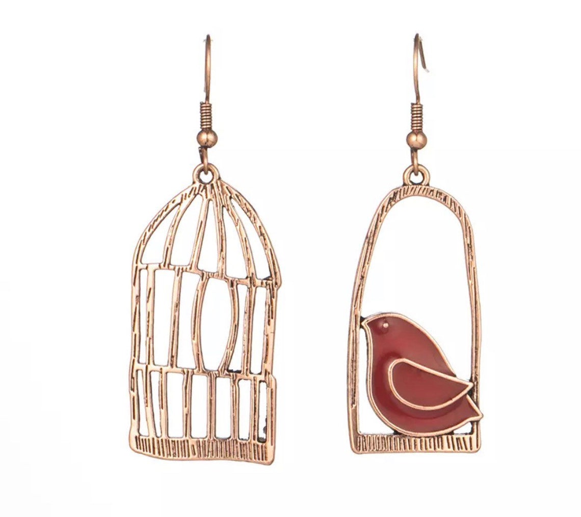 Bird In A Cage Earrings. Handmade. Romantic Jewelry. Fun Etsy