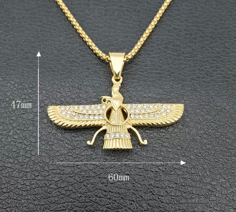 Big Zorastian Farvahar Ahura Mazda Gold Plated Stainless Steel Etsy