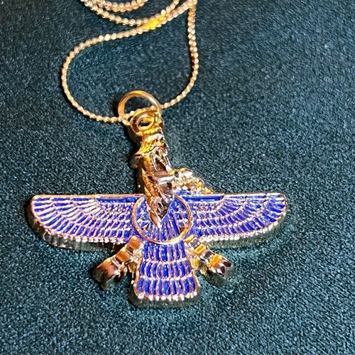 Ancient Persian Ahura Mazda Necklace Farvahar Zoroastrian Etsy
