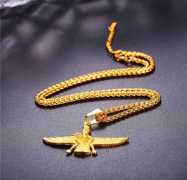 Farvahar Ahura Mazda Gold Plated Necklace with Gold Plated Etsy