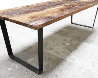 Massivholz Esstisch mit gerade Stahlbeinen zurückgefordert | Etsy Massivholz Esstisch mit gerade Stahlbeinen zurückgefordert | Etsy