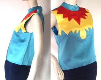 HOUSE of HOLLAND appliqué tunic blouse top // Glam Rock // 70s / Bowie / Bus Stop / Mr. Freedom