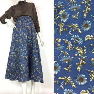 LIBERTY 80s vintage cornflower print wool skirt / 40s costume / Goodwood / 50s / 30s Deco / retro