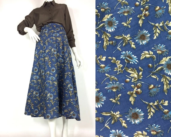 LIBERTY 80s vintage cornflower print wool skirt /… - image 1