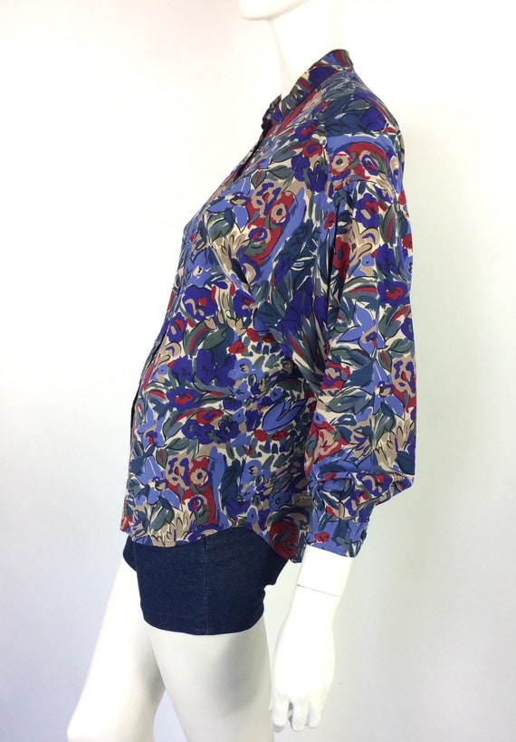 LIBERTY vintage 80s floral print silk blouse / ba… - image 5