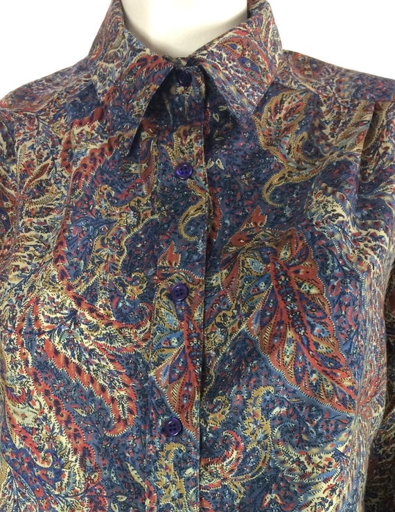 LIBERTY 1980s vintage paisley fine wool blouse /4… - image 5