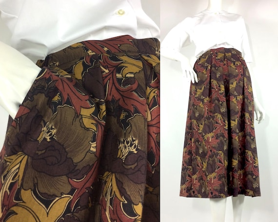 LIBERTY 1980s vintage lily print wool skirt / Libe