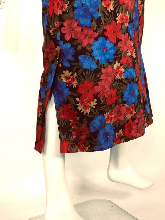 LIBERTY 80s vintage blue red flower print wool sk… - image 6