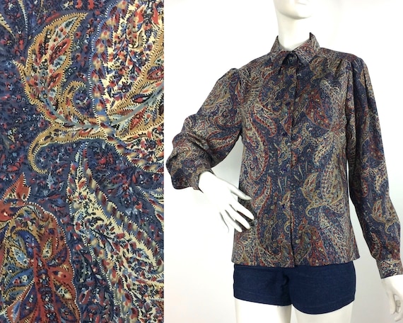 LIBERTY 1980s vintage paisley fine wool blouse /4… - image 1