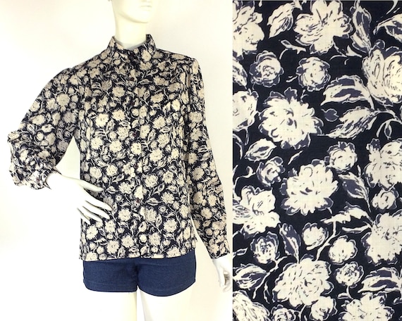 Liberty vintage 1980s bold floral wool blouse / 40