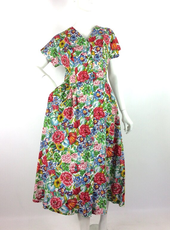 LIBERTY 80s vintage cotton tea dress / Vintage 40… - image 4