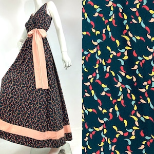 1980s vintage Deco 30s look maxi dress / Liberty sample piece / holiday dress