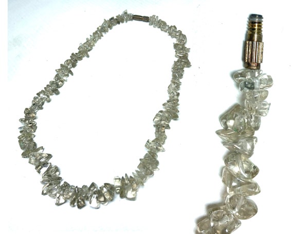 1950s vintage glass stones necklace / chain / 60s… - image 1