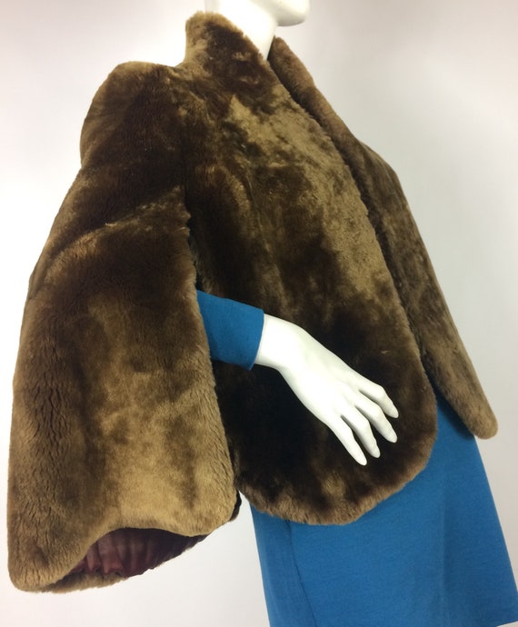 1940s vintage beaver lamb cape / sheepskin poncho