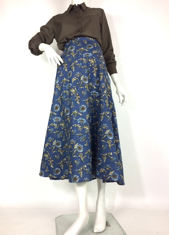 LIBERTY 80s vintage cornflower print wool skirt /… - image 9