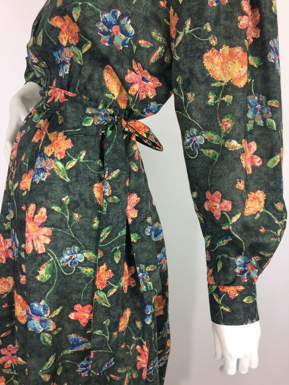 Liberty 80s vintage flower power wool shirt dress… - image 3