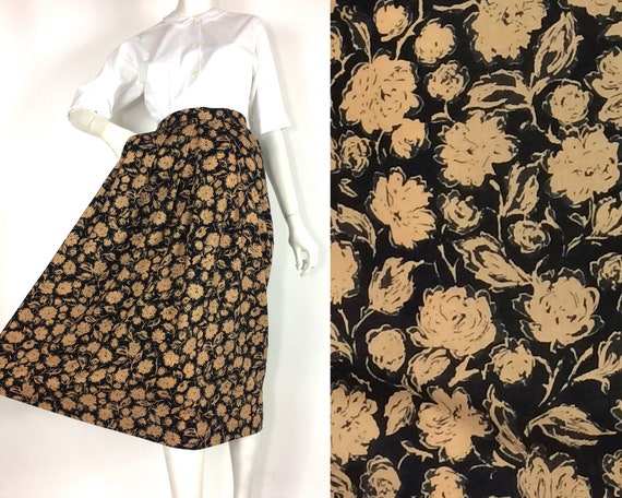 LIBERTY 80s vintage rose print wool skirt / Libert