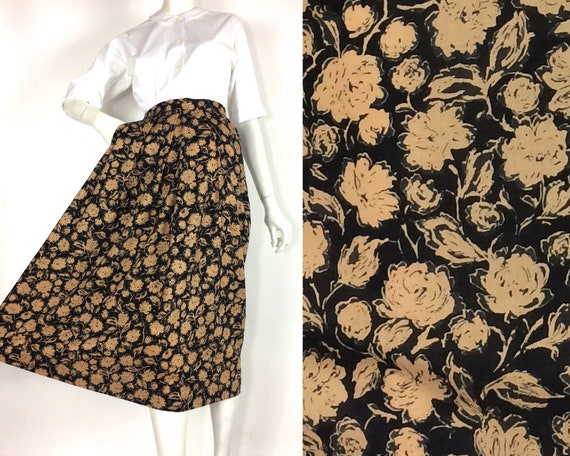 LIBERTY 80s vintage rose print wool skirt / Liber… - image 1