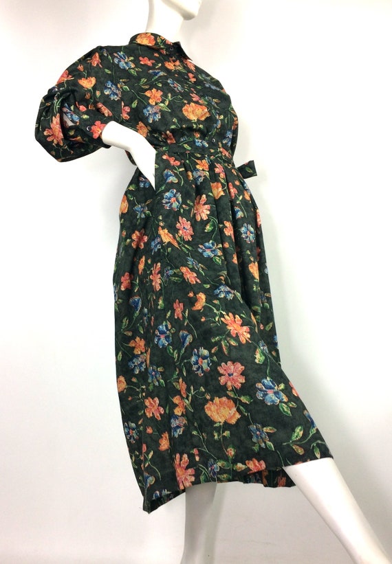 Liberty 80s vintage flower power wool shirt dress… - image 7