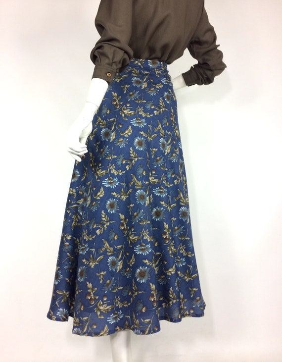 LIBERTY 80s vintage cornflower print wool skirt /… - image 8