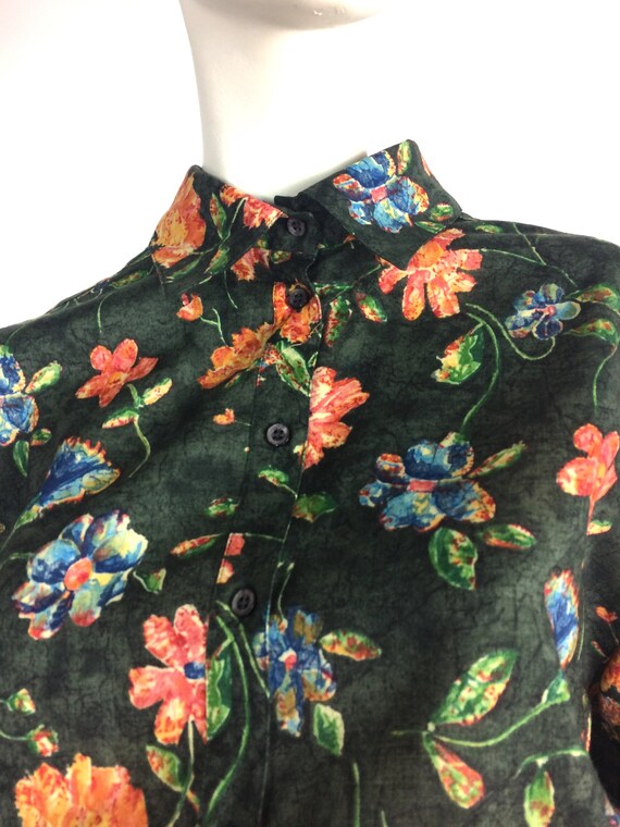 Liberty 80s vintage flower power wool shirt dress… - image 6