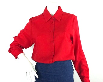 Blusa de lana vintage de los años 80 de LIBERTY / Camisa utilitaria / Ropa de trabajo de los años 40/50 / Goodwood / UK 14