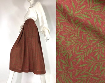 Falda de lana con estampado de hojas vintage de los años 80 de LIBERTY / Tela Liberty / Traje de los años 40 / Años 50 / Bolsillos