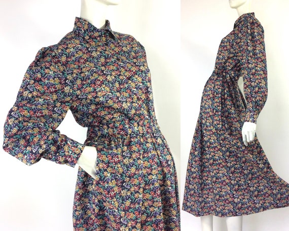 LIBERTY 80s wool shirt dress / Vintage 40s style / pockets / Costume / Goodwood / Teadress / different sizes!