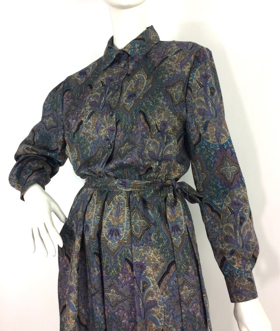 Liberty 80s vintage paisley shirt dress / 40s / 5… - image 3